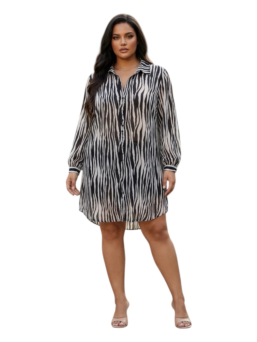 Plus Size 22/24 Cato Black and White Zebra Print Tunic Shear